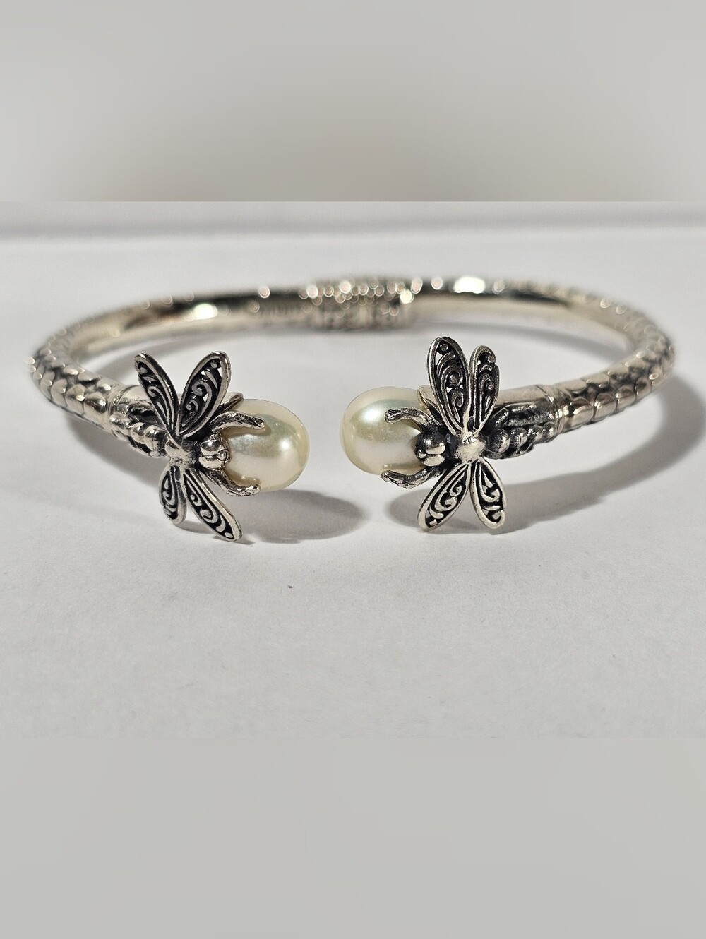 Sterling Silver ATI Dragonfly Hinged Bracelet